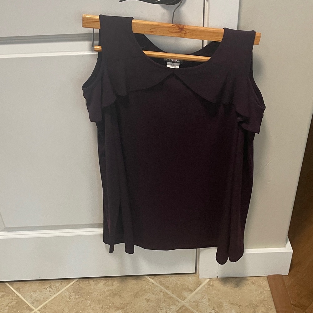 Elegant Dark Purple Cold Shoulder Blouse